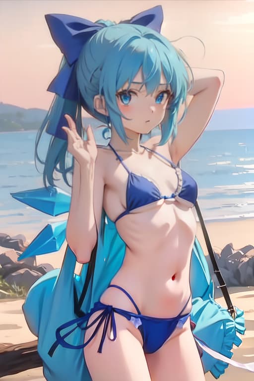  Cirno, bikini, Ghibli style