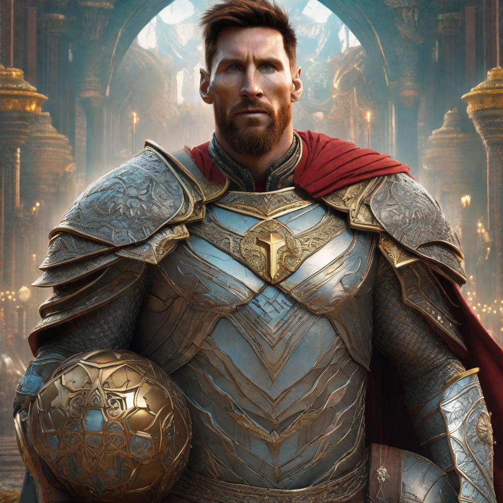  lionel messi as kinge, realistic fantasy d & d character, closeup portrait art by donato giancola and greg rutkowski, realistic face, digital art, trending on artstation hyperrealistic, full body, detailed clothing, highly detailed, cinematic lighting, stunningly beautiful, intricate, sharp focus, f/1. 8, 85mm, (centered image composition), (professionally color graded), ((bright soft diffused light)), volumetric fog, trending on instagram, trending on tumblr, HDR 4K, 8K