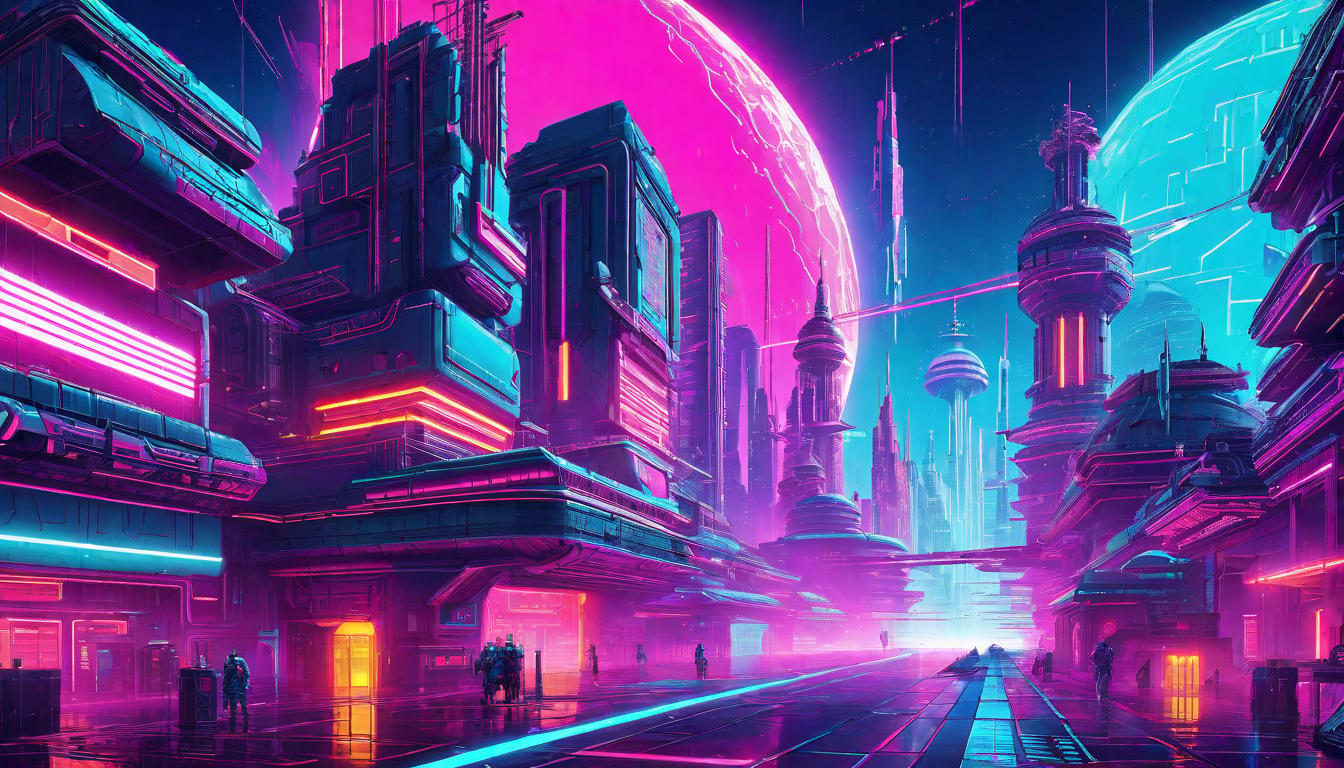  vaporwave,cyberpunk game style Conduit of divine energy, guardian of cosmic gateways, powerful and protectiveeon, dystopian, futuristic, digital, vibrant, detailed, high contrast, reminiscent of cyberpunk genre video games,retro aesthetic, cyberpunk, vibrant, neon colors, vintage 80s and 90s style, highly detailed