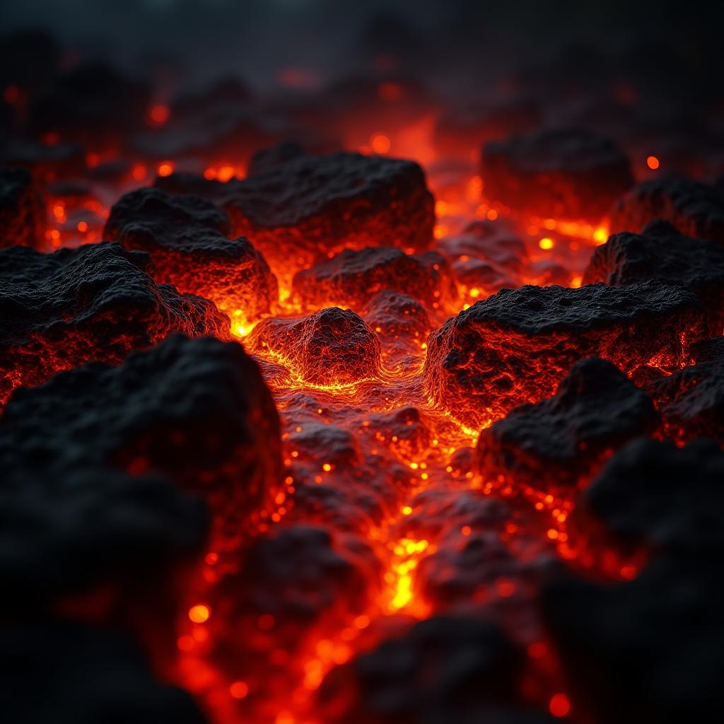  good quality, high quality, a close up view of flowing lava, showcasing the intense heat and texture of molten rock