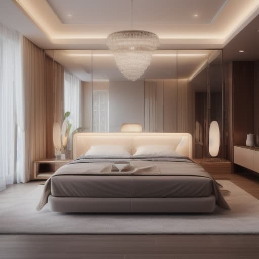  Modern style bedroom, (masterpiece), carefully crafted with photorealistic precision of 1.37 ratio, (high quality), exquisite details, impeccable lighting, high resolution, hyperrealism, 8K, photograph from a high end mirror camera, interior, wide dynamic range, proper exposure, high quality photo equipment, naturalistic shadows and reflections, accurate color rendition, Kozhenikov sharpness, perfect focus