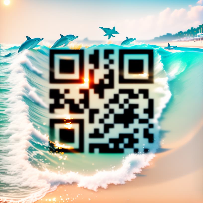  style realistic 8k, beach, sun, dolphins