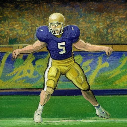  A van Gogh style painting of an American football player