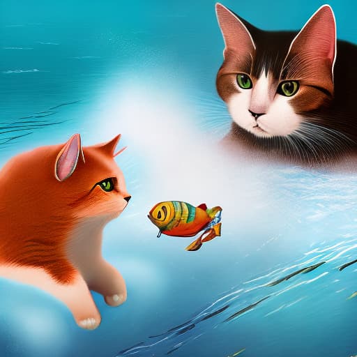 mdjrny-v4 style /imagine prompt a cat swimming