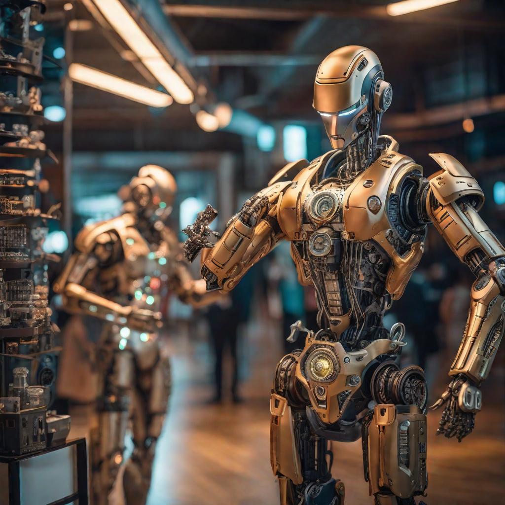  CREA UNA IMAJEN DE UN ROBOT hyperrealistic, full body, detailed clothing, highly detailed, cinematic lighting, stunningly beautiful, intricate, sharp focus, f/1. 8, 85mm, (centered image composition), (professionally color graded), ((bright soft diffused light)), volumetric fog, trending on instagram, trending on tumblr, HDR 4K, 8K