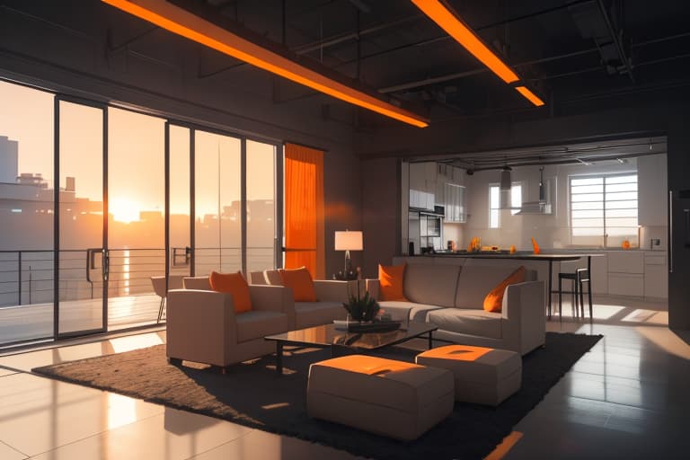  "Create a photo of a modern steel structure home at sunset with warm orange sunlight casting over the cool steel beams. Include orange accents Emphasize the industrial aesthetic and contrast between the warm and cool tones." hyperrealistic, full body, detailed clothing, highly detailed, cinematic lighting, stunningly beautiful, intricate, sharp focus, f/1. 8, 85mm, (centered image composition), (professionally color graded), ((bright soft diffused light)), volumetric fog, trending on instagram, trending on tumblr, HDR 4K, 8K