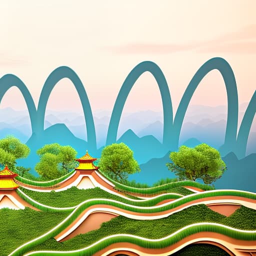 mdjrny-v4 style Ancient Chinese style landscape, mountains, rivers, clouds