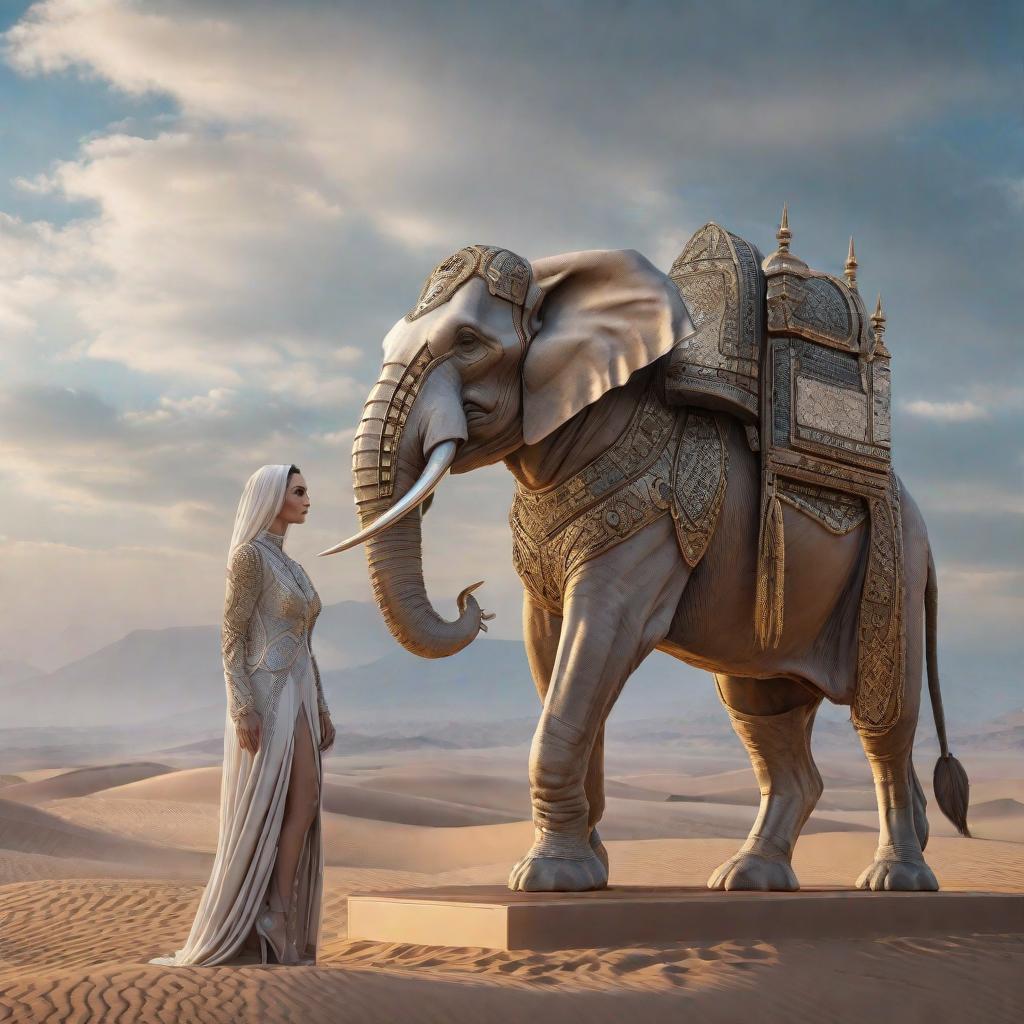  Um elefante no deserto sendo perseguido por escorpioes, statue made of marble, futuristic cybernetic, transhumanism, full body shot, perfect symmetrical body, perfect symmetrical face, hyper realistic, hyper detailed, by johannen voss, by peter kemp, by monia merlo, by michelangelo, octane render, blender, 8 k hyperrealistic, full body, detailed clothing, highly detailed, cinematic lighting, stunningly beautiful, intricate, sharp focus, f/1. 8, 85mm, (centered image composition), (professionally color graded), ((bright soft diffused light)), volumetric fog, trending on instagram, trending on tumblr, HDR 4K, 8K