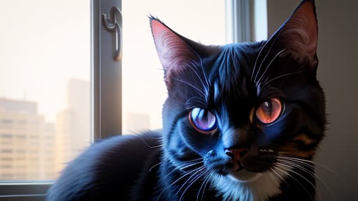  red striped black cat with purple eyes, hyperrealistic, high quality, highly detailed, perfect lighting, intricate, sharp focus, f/1. 8, 85mm, (centered image composition), (professionally color graded), ((bright soft diffused light)), trending on instagram, HDR 4K, 8K