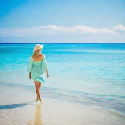  (A tall Swedish woman tours Okinawa. Pristine beaches. Beautiful sandy shores. Gorgeous sea.:1.1), (The statuesque Swedish woman, a vision of Nordic beauty, strides through the picturesque landscapes of Okinawa, her blonde locks blown by the gentle ocean breeze, The turquoise waters lap at the powdery white sands, creating a shimmering mosaic of blue and beige, The sun casts a warm glow over the idyllic scene, illuminating the woman's fair skin and striking features, She walks with a purpose, her long legs carrying her effortlessly across the sandy terrain, Her bright blue eyes sparkle with excitement as she takes in the breathtaking vistas, the colors of the sea and sky mingling in a kaleidoscope of hues, The air is redolent with the sweet hyperrealistic, full body, detailed clothing, highly detailed, cinematic lighting, stunningly beautiful, intricate, sharp focus, f/1. 8, 85mm, (centered image composition), (professionally color graded), ((bright soft diffused light)), volumetric fog, trending on instagram, trending on tumblr, HDR 4K, 8K