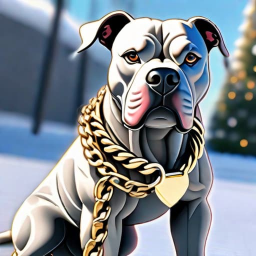  A cartoon pit bull with a muscular build iced out with gold chain with FF symbol on chain hyperrealistic, full body, detailed clothing, highly detailed, cinematic lighting, stunningly beautiful, intricate, sharp focus, f/1. 8, 85mm, (centered image composition), (professionally color graded), ((bright soft diffused light)), volumetric fog, trending on instagram, trending on tumblr, HDR 4K, 8K