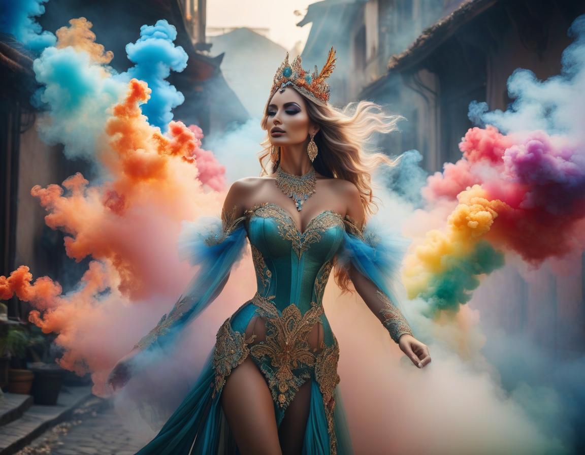  A remarkable abstract fairy tale picture of the world, bright colors mixed with reality and the world. Multicolored smokes. hyperrealistic, full body, detailed clothing, highly detailed, cinematic lighting, stunningly beautiful, intricate, sharp focus, f/1. 8, 85mm, (centered image composition), (professionally color graded), ((bright soft diffused light)), volumetric fog, trending on instagram, trending on tumblr, HDR 4K, 8K