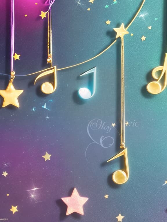  Cute musical notes and sparkling stars and gems wallpaper