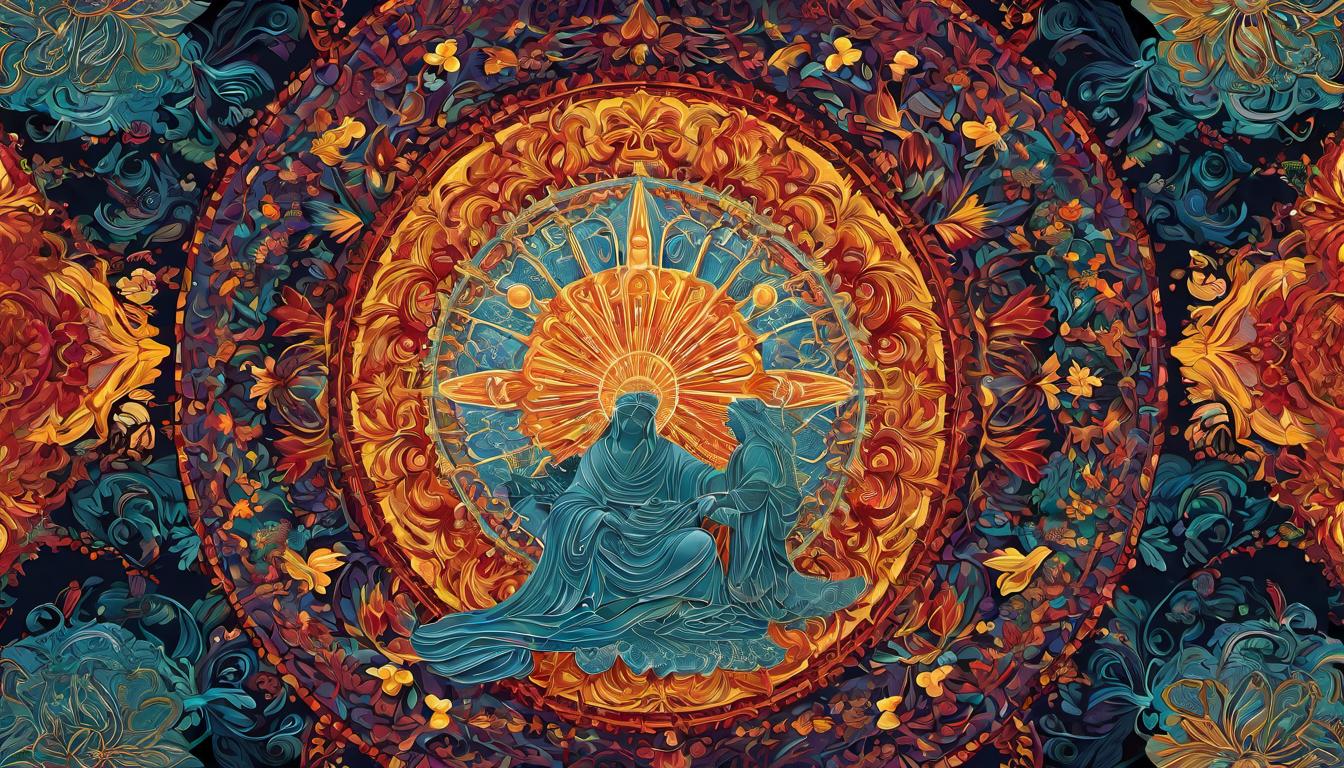  digital illustration A tapestry woven from threads of light, displaying scenes of unity and wisdom, collective crafting, intricate patterns of connection, weaving enlightenment, artistic embodiment, interconnected stories looking at viewer, dynamic pose, (intricate details, masterpiece, best quality)