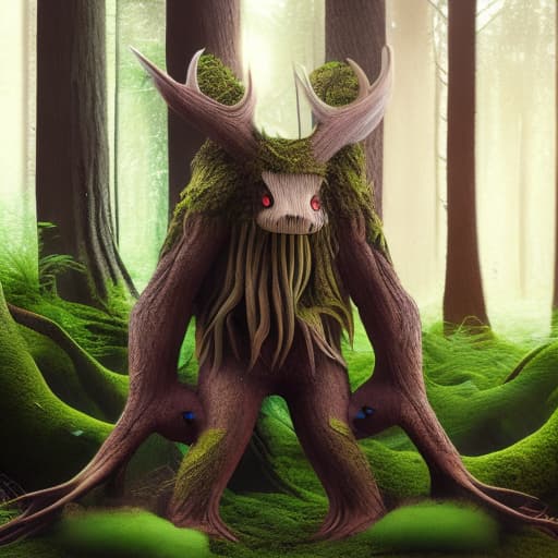 naturitize Forest monster with dear antler humanoid attractive