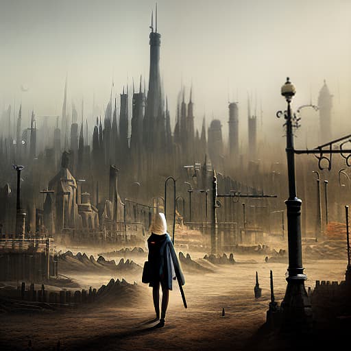 redshift style wasteland city blending into silhouette woman's head, super detailed, messy landscape,  realistic and natural,  nature,  hd photography,  realistic surrealism,  magical,  hyperrealism, Canaletto, digital painting,  digital illustration,  extreme detail,  digital art,  4k,  ultra hd, trending on artstation, surrealism
