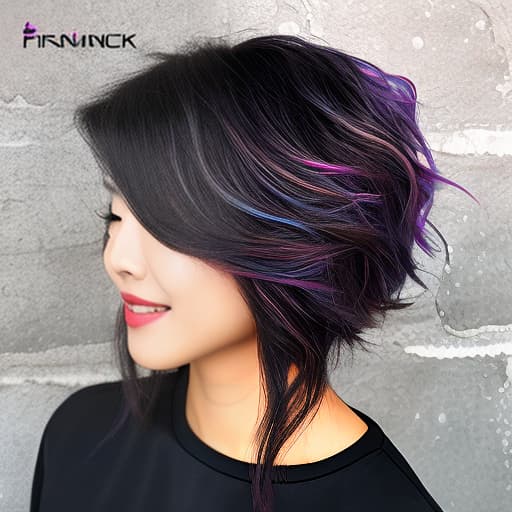 nvinkpunk coreana de cabelo liso preto de franja de olhos azuis