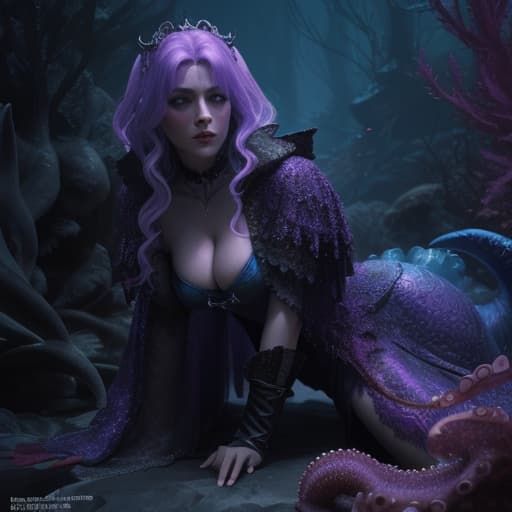  full body, xxx rated, dripping from body, Disney's Ursula the sea witch from the mermaid, below waist made of that of eight octopus tentacles sith large suction cups, purple skin, white hair, penetration, , intercourse with a man, focus face, face, 3d, hyperrealism , romanesque, close-up shots, 32k uhd warmcore , detailed character ilrations, , perfect composition, beautiful detailed intricate, insanely detailed octane render trending on artstation, 8 k artistic photography, ultra detailed, photorealistic concept art, soft natural volumetric cinematic perfect light, chiaroscuro, award - winning photograph, masterpiece, oil on canvas, raphael, caravaggio, greg rutkowski, beeple, beksinski, vivid color,