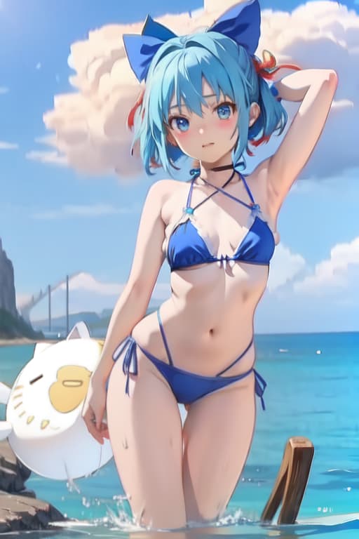  Cirno, bikini, Ghibli style