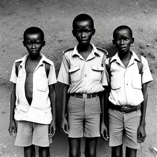  standard one pupils of central Tanzania at Kondoa Rural in 1978, the place is semi arid. they wear white open shirts and khaki shorts. they show sign of poverty