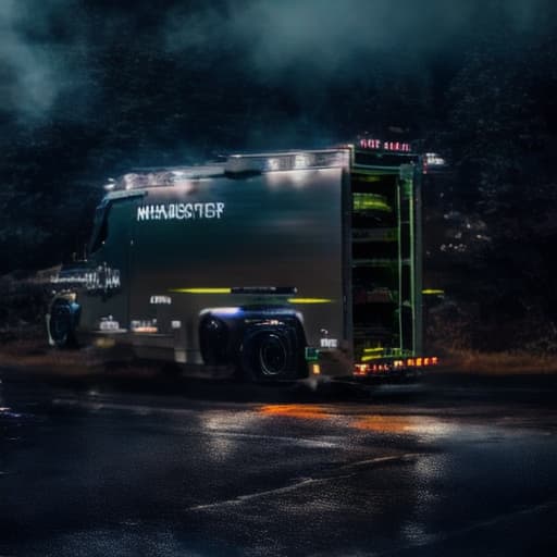  monster ambulance hyperrealistic, full body, detailed clothing, highly detailed, cinematic lighting, stunningly beautiful, intricate, sharp focus, f/1. 8, 85mm, (centered image composition), (professionally color graded), ((bright soft diffused light)), volumetric fog, trending on instagram, trending on tumblr, HDR 4K, 8K