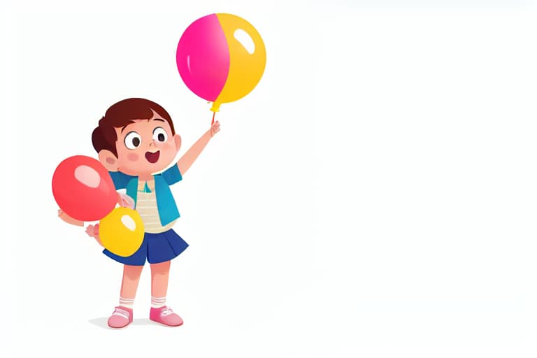  A child holding a balloon., whole body