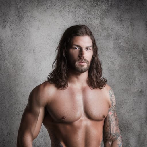 portrait+ style wwe queer brunette hunk dude face