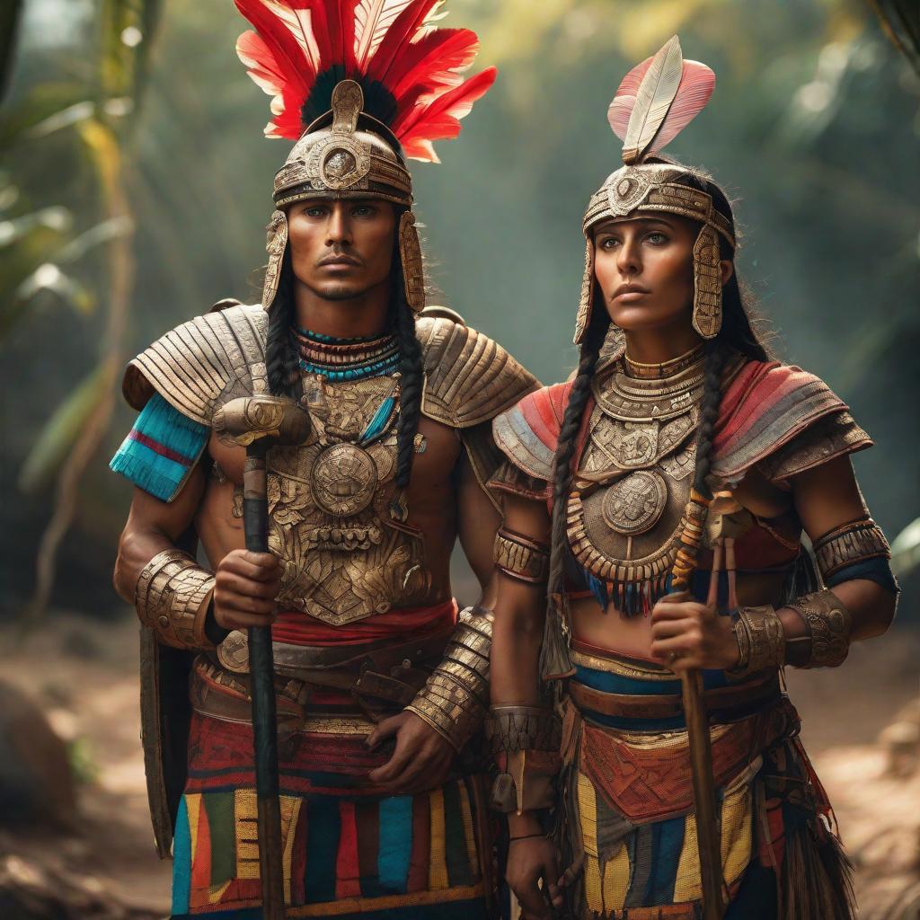  Pequeños niños aztecas con armadura y un estandarte escrito en hebreo y árabe en América precolombina en el libro de mormón hyperrealistic, full body, detailed clothing, highly detailed, cinematic lighting, stunningly beautiful, intricate, sharp focus, f/1. 8, 85mm, (centered image composition), (professionally color graded), ((bright soft diffused light)), volumetric fog, trending on instagram, trending on tumblr, HDR 4K, 8K