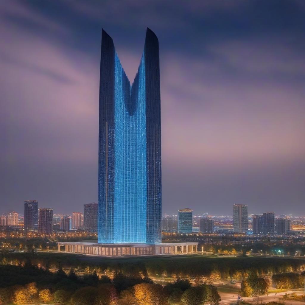  Промпт: Prompt: Create me an architectural stele in a modern style from a mirror silver color, 25 meters high, against the backdrop of the city of Astana, Republic of Kazakhstan