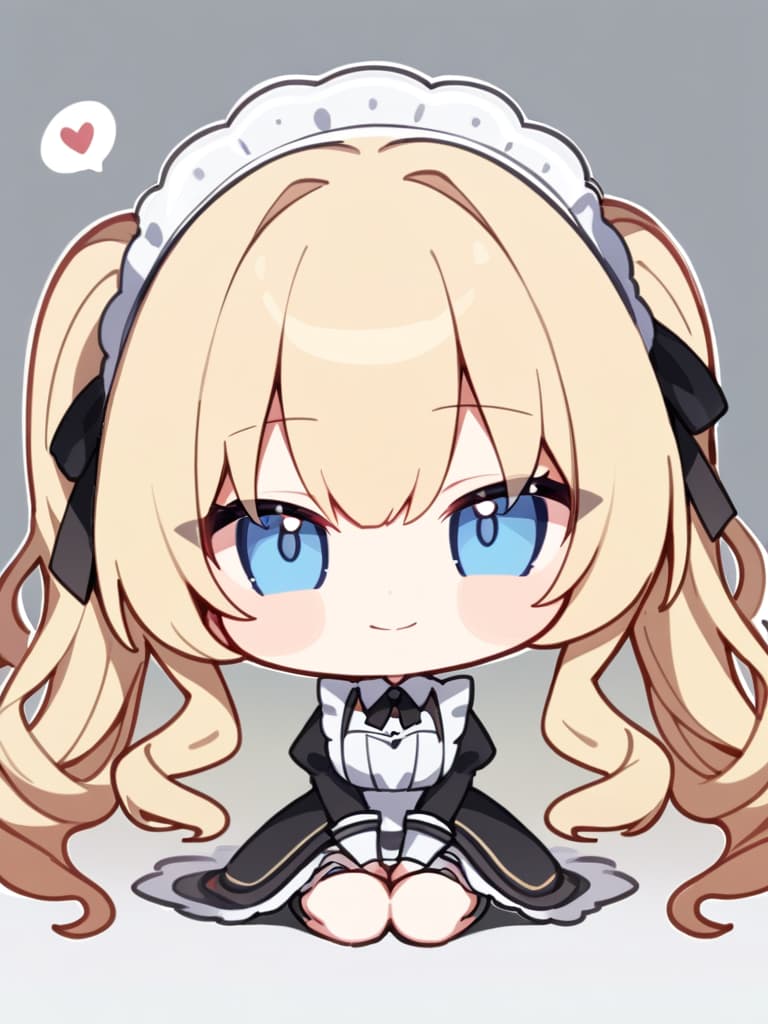  ultra detailed:1.2masterpiece:1.2,best quality,masterpiece,bestquality,hdr:1.1,8k:1.1,very cute girl:1.3,solo:1.5,(chibi:1.9),maid:1.4,maid head dress:1.3,twin tail:1.3,drill hair:1.3,sitting:1.3,aria:1.3,hand between legs:1.7,blond hair:1.3,blue eyes:1.3,spoken heart:1.3,smile:1.3,middle breast:1.2.yellow background:1.3,white outline:1.3,face focus:1.3, masterpiece, best quality,8k,ultra detailed,high resolution,an extremely delicate and beautiful,hyper detail