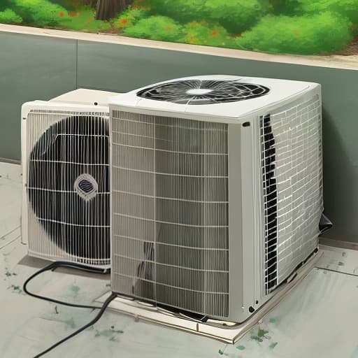  Design a cartoon image of central air conditioner and draw its front, side, back,