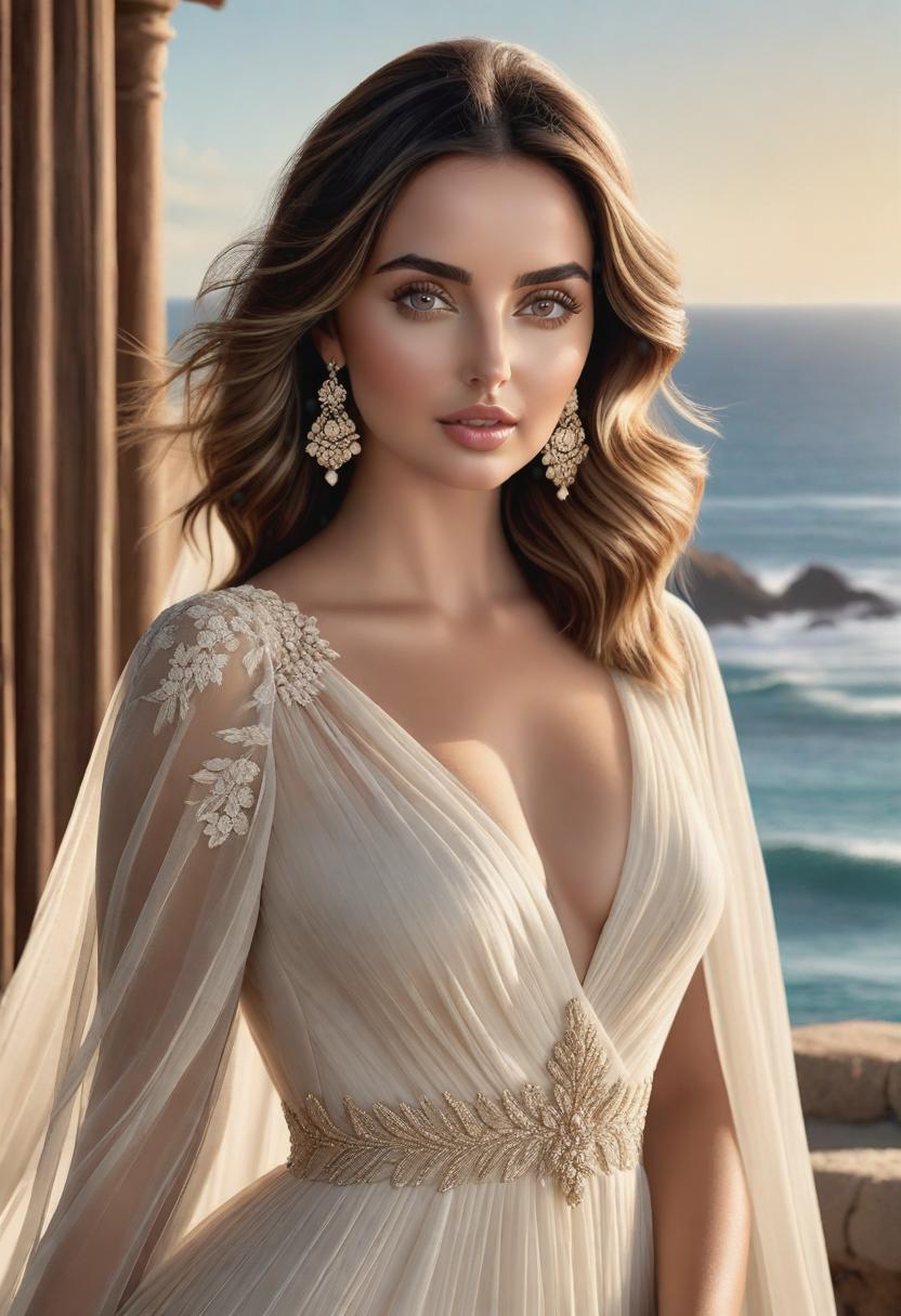  1. A stunning portrait of Ana De Armas with natural sunlight softly illuminating her face, enhancing her timeless beauty. The style should emphasize hyper-realistic details, capturing every intricate feature with precision and depth.

2. Ana De Armas in a picturesque coastal backdrop, wearing a flowing dress that accentuates the elegance of her silhouette. The atmosphere should be imbued with a realistic luminosity, casting a warm, golden glow on her expressive eyes and radiant smile.

3. A dramatic movie still featuring Ana De Armas in an intense scene, bathed in the ethereal glow of a single spotlight. The realism style should bring out the raw emotions on her face, capturing the fleeting moments of vulnerability and strength in her perfo hyperrealistic, full body, detailed clothing, highly detailed, cinematic lighting, stunningly beautiful, intricate, sharp focus, f/1. 8, 85mm, (centered image composition), (professionally color graded), ((bright soft diffused light)), volumetric fog, trending on instagram, trending on tumblr, HDR 4K, 8K