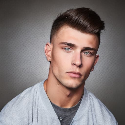 portrait+ style Russian queer junior IFBB brunette hunk dude face