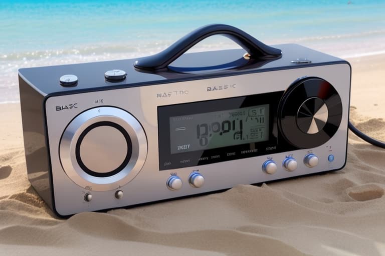  DAB Radio on the Beatch with a Woman laying on sand next to it