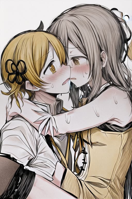  tomoe mami,,face covered in,in puella magi madoka magica style ,short long hair,bangs are side parted hair,yellow hair,drill hair,tie her hair low at the back of her head,wearing torn,yellow neck ribbon ,light brown mini,corset,knee-high socks,long boots,mini nurse cap,large,yellow eyes,profuse sweat,disliked face,cry out,2 men and 1 women,2,faceless male,1 man have 1,man on top,mmf threesome,handjob,輪姦,レイプ,drips from the face,background of idol stage,handjob,ejaculate on face,lots of,lots of,on clothes,on hair,,she is stunned by being covered in,