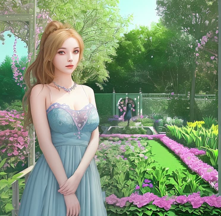  a beautiful girl and dream garden