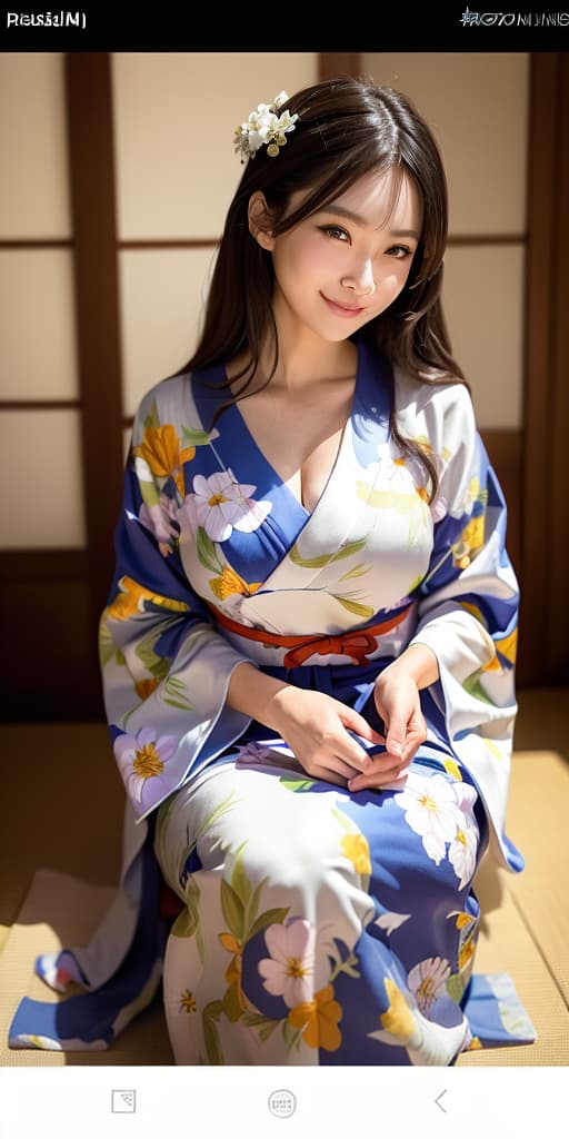  The bright kimono is large and the beautiful smile is attractive, (Masterpiece, BestQuality:1.3), (ultra detailed:1.2), (hyperrealistic:1.3), (RAW photo:1.2),High detail RAW color photo, professional photograph, (Photorealistic:1.4), (realistic:1.4), ,professional lighting, (japanese), beautiful face, (realistic face)