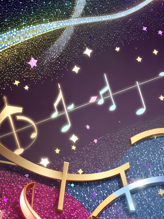  Musical notes and sparkling stars and gems wallpaper