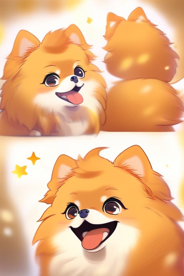  Masterpiece,{Text: ((Thank you ☆753))},((cute orange Pomeranian)),good mood,(💕),orange,(by Gintaro),high quality,8K