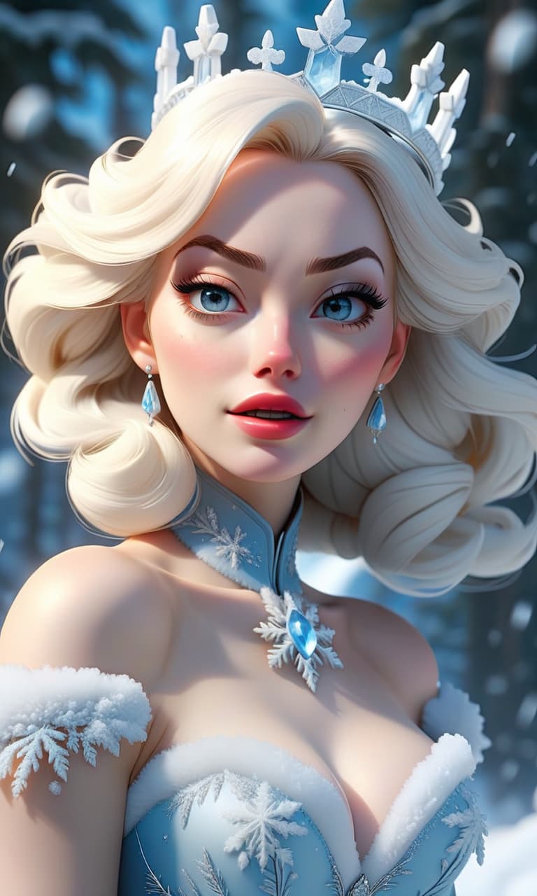  anime artwork , , naturists, (masterpiece, formal art, rich background), The Snow Queen Emma Stone. big s, double exposure. portrait, with cute face, beautiful face, realistic shades, Perfect face, fine details, open mouth, crisp white teeth, wide eyebrows, realistic shaded lighting. , A crown of snowflakes and ice. Snow is flying all around. The picture smells cold. Everything is flooded with a cold bluish light. 4K UHD . anime style, key visual, vint, studio anime, highly detailed hyperrealistic, full body, detailed clothing, highly detailed, cinematic lighting, stunningly beautiful, intricate, sharp focus, f/1. 8, 85mm, (centered image composition), (professionally color graded), ((bright soft diffused light)), volumetric fog, trending on instagram, trending on tumblr, HDR 4K, 8K