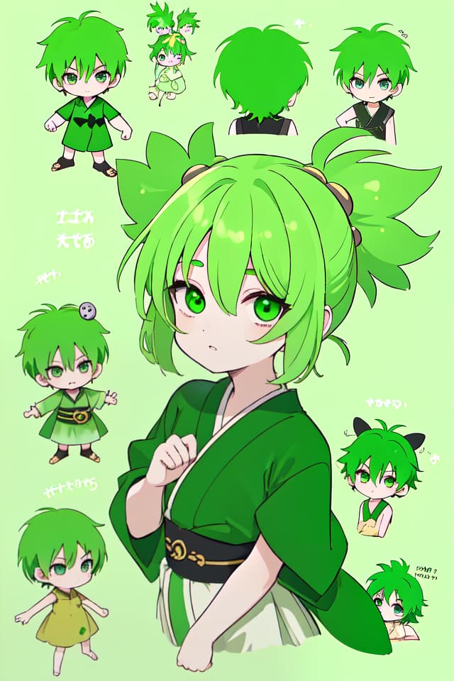  Green hair character Barakuraba