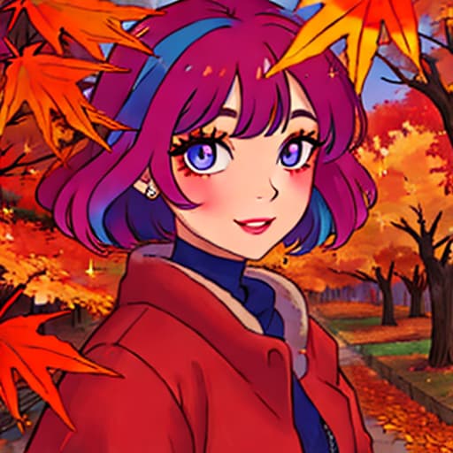  Eyes sparkled with the vibrant colors of autumn leaves