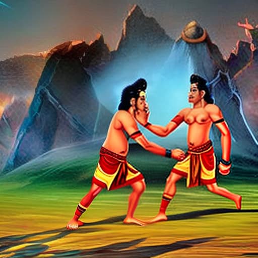  Mahadev and Hanuman playing football!