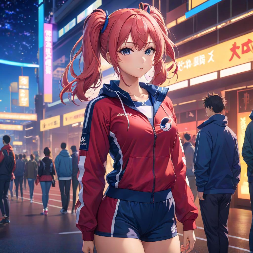  anime artwork A beautiful girl, a sporty figure, kind, night. . anime style, key visual, vibrant, studio anime, highly detailed hyperrealistic, full body, detailed clothing, highly detailed, cinematic lighting, stunningly beautiful, intricate, sharp focus, f/1. 8, 85mm, (centered image composition), (professionally color graded), ((bright soft diffused light)), volumetric fog, trending on instagram, trending on tumblr, HDR 4K, 8K