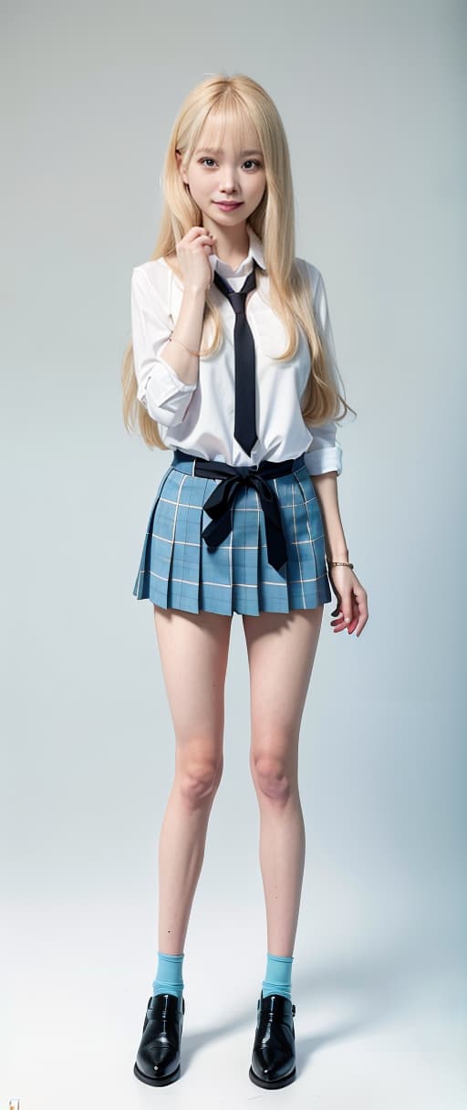  Blond, uniform, long hair, big breasts, big eyes, smiles, pink gradation hair, light blue skirt, GRINNING, piece sign, white cutter shirt, black tie,, (Masterpiece, BestQuality:1.3), (ultra detailed:1.2), (hyperrealistic:1.3), (RAW photo:1.2),High detail RAW color photo, professional photograph, (Photorealistic:1.4), (realistic:1.4), ,professional lighting, (japanese), beautiful face, (realistic face)