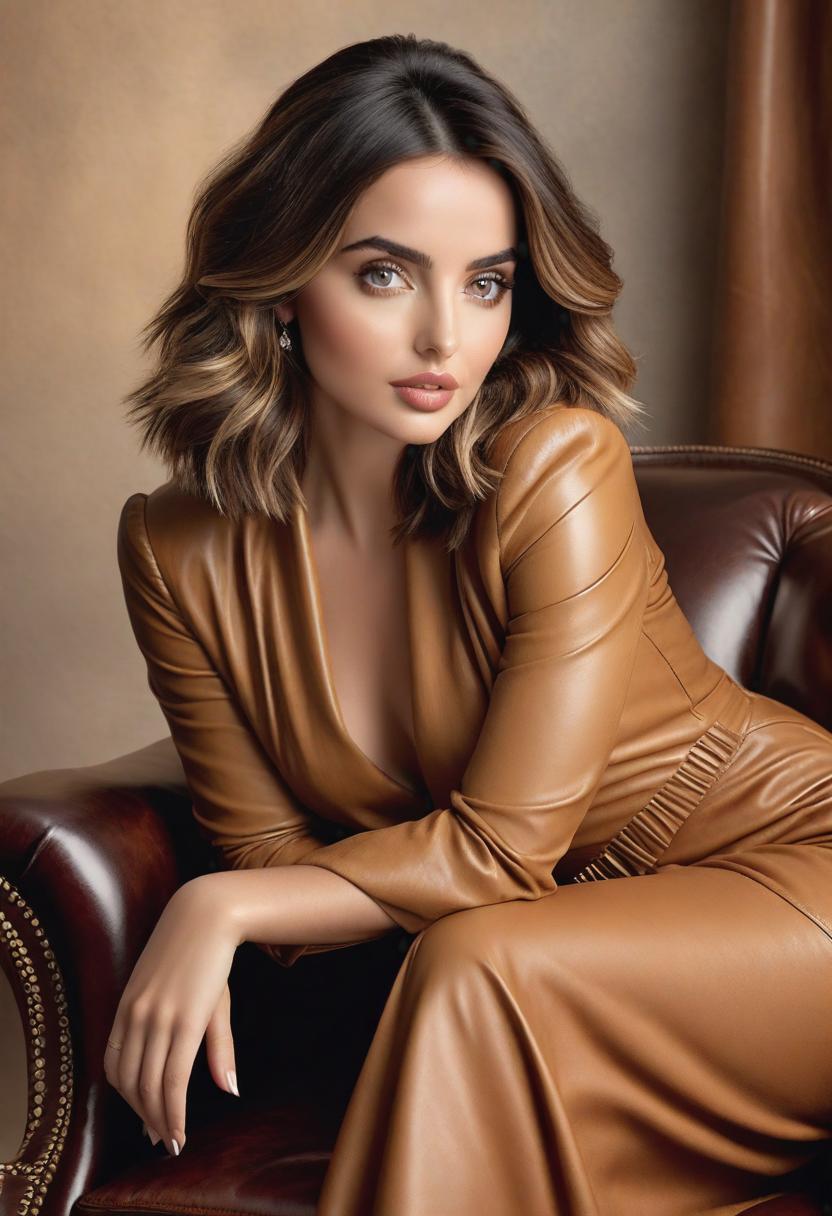  1. Ana De Armas sitting on a vintage leather armchair, elegantly posed, with soft natural lighting, capturing her effortless beauty and grace in a realist style.
2. A close-up portrait of Ana De Armas, with meticulous attention to detail in depicting her mesmerizing eyes, radiant complexion, and tousled hair, all rendered with a realist touch of authenticity and depth.
3. Ana De Armas walking along a sun-soaked beach, her flowing summer dress gently catching the breeze, the shimmering waves in the background adding a realistic touch of serenity and tranquility to the scene. hyperrealistic, full body, detailed clothing, highly detailed, cinematic lighting, stunningly beautiful, intricate, sharp focus, f/1. 8, 85mm, (centered image composition), (professionally color graded), ((bright soft diffused light)), volumetric fog, trending on instagram, trending on tumblr, HDR 4K, 8K