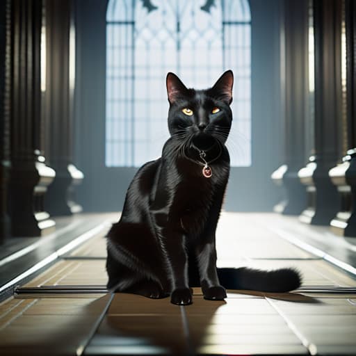  Black cat,masterpiece,highquality,highres,8k, hyperrealistic, full body, detailed clothing, highly detailed, cinematic lighting, stunningly beautiful, intricate, sharp focus, f/1. 8, 85mm, (centered image composition), (professionally color graded), ((bright soft diffused light)), volumetric fog, trending on instagram, trending on tumblr, HDR 4K, 8K