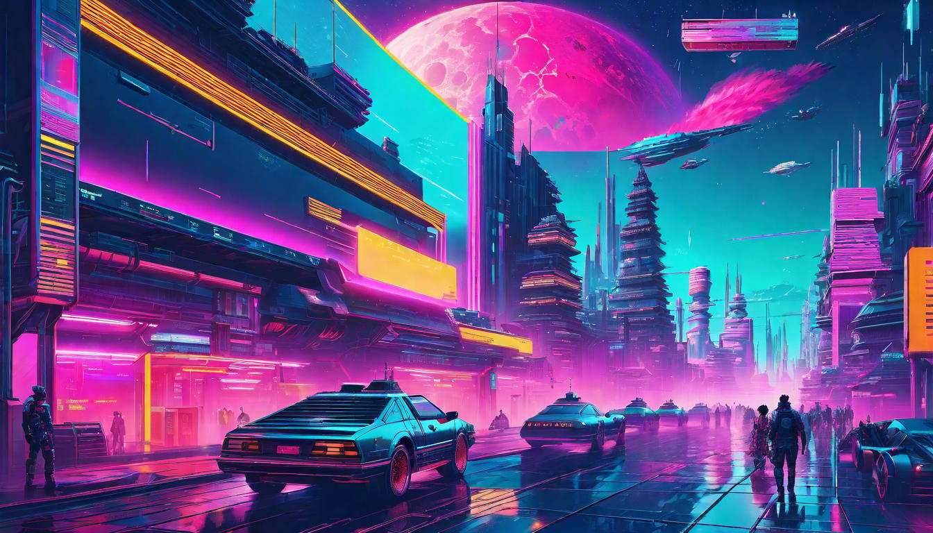  vaporwave,cyberpunk game style Universe awaiting command, transformative energy, dynamic and empoweringeon, dystopian, futuristic, digital, vibrant, detailed, high contrast, reminiscent of cyberpunk genre video games,retro aesthetic, cyberpunk, vibrant, neon colors, vintage 80s and 90s style, highly detailed