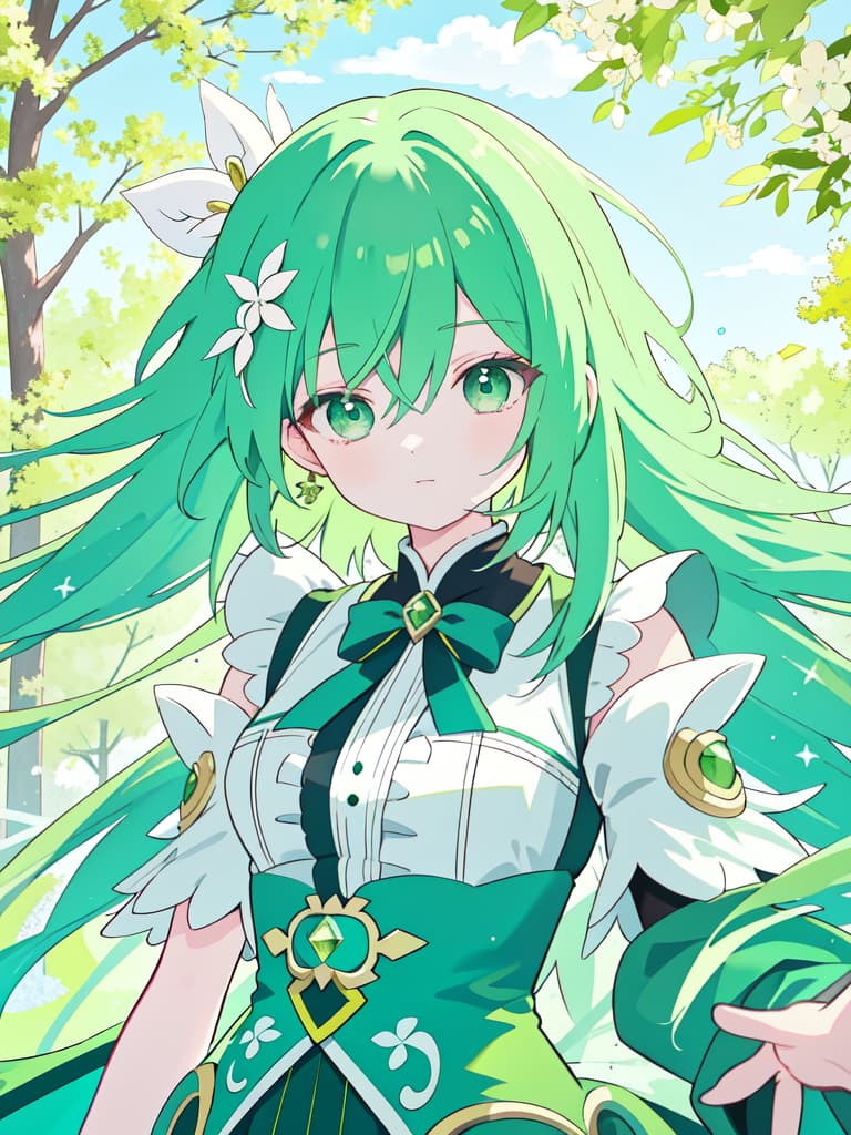  Green hair character wearing Asagi colored special offers, masterpiece, best quality,8k,ultra detailed,high resolution,an extremely delicate and beautiful,hyper detail