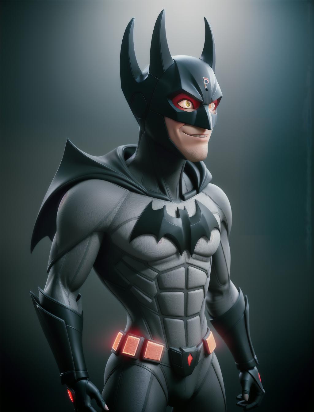  Batman beyond as a transformer. hyperrealistic, full body, detailed clothing, highly detailed, cinematic lighting, stunningly beautiful, intricate, sharp focus, f/1. 8, 85mm, (centered image composition), (professionally color graded), ((bright soft diffused light)), volumetric fog, trending on instagram, trending on tumblr, HDR 4K, 8K